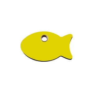 Hundemarke Kunststoff flach Gelb mit Fisch-Motiv Größe S