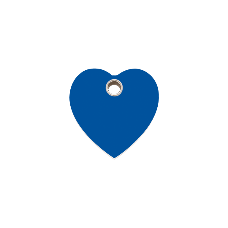 Vue avant - Médaille personnalisée pour chien/chat Red Dingo cœur bleu foncé S - Gravure incluse