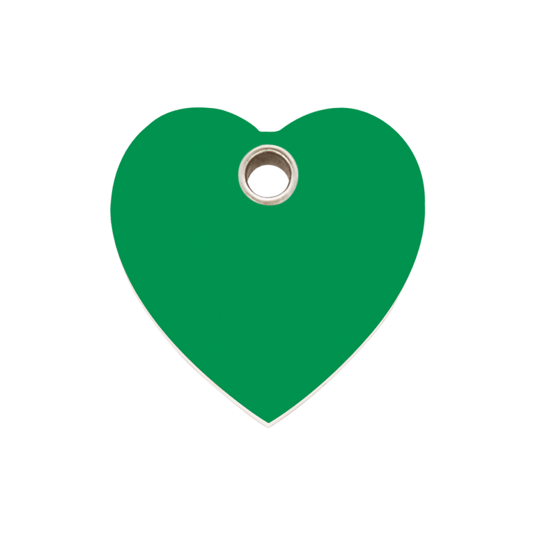 Vue avant - Médaille personnalisée pour chien Red Dingo cœur vert taille M - 04-HT-GR-ME
