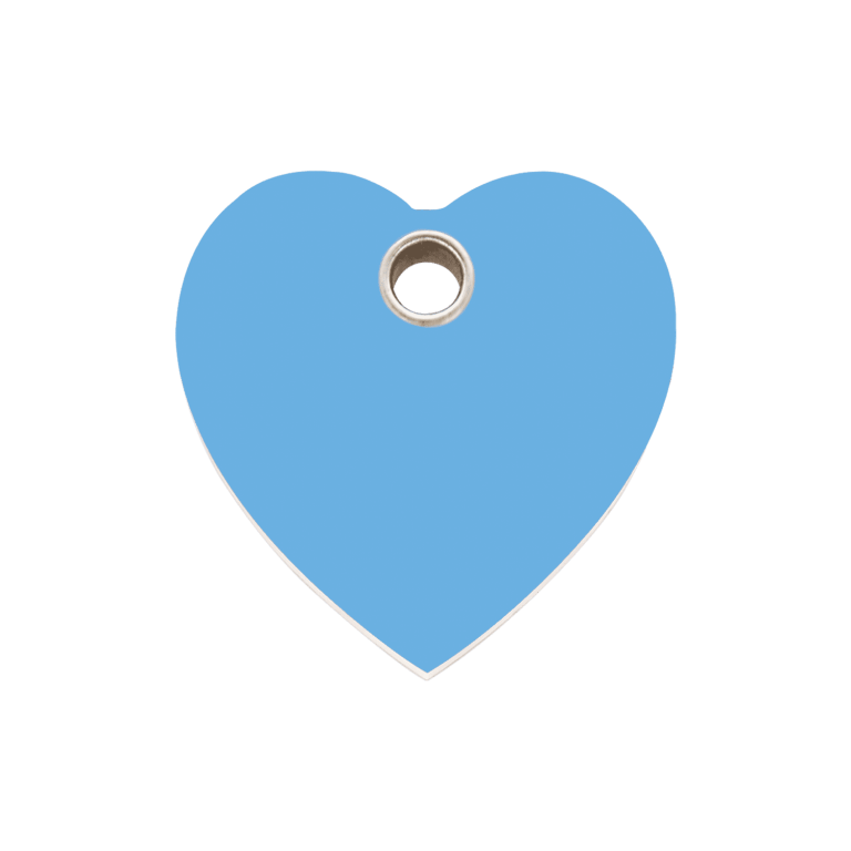 Vue avant - Médaille personnalisée pour chien ou chat - Red Dingo - Cœur bleu clair - Größe M