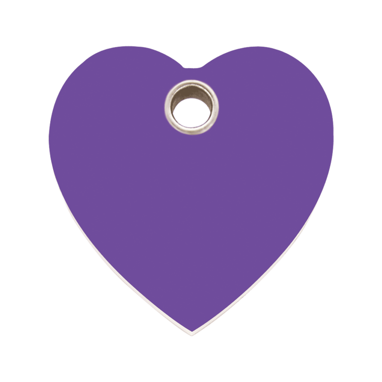 Vue avant - Médaille personnalisable Red Dingo cœur violet taille L pour chien - Réf : 04-HT-PU-LG