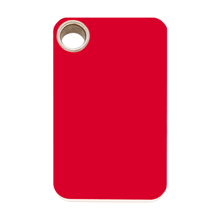 Vue avant - Médaille personnalisable Red Dingo Plastique plat Rouge Größe L pour chien - Réf. 04-RT-RE-LG
