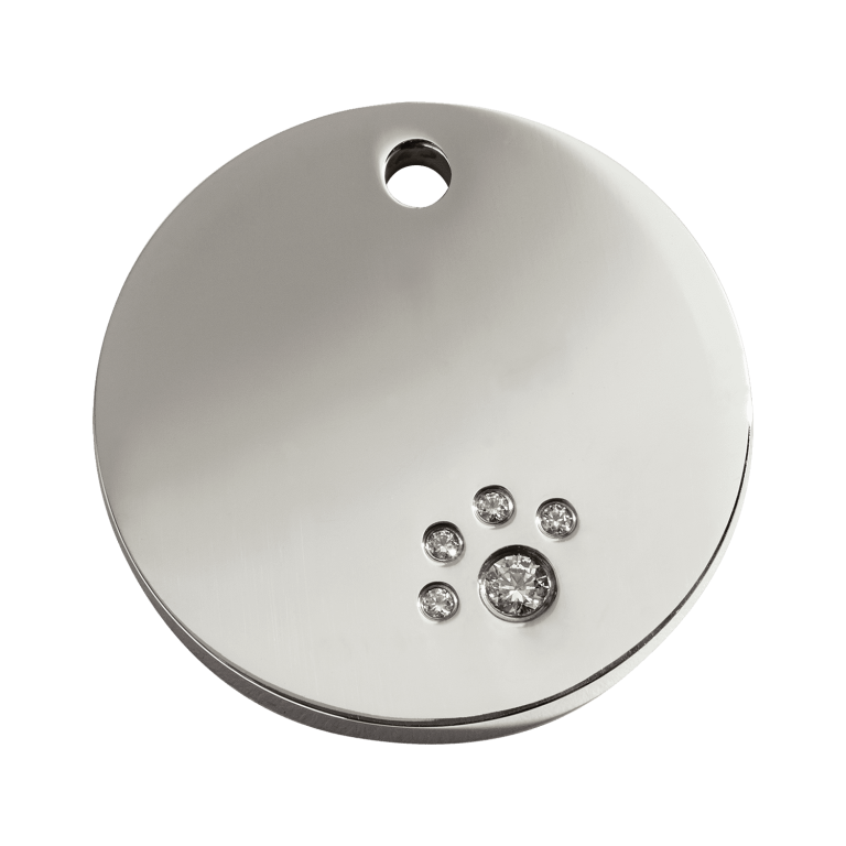 Vue avant - Médaille personnalisable pour chien Red Dingo Swarovski Diamantée Cercle L - Gravure incluse