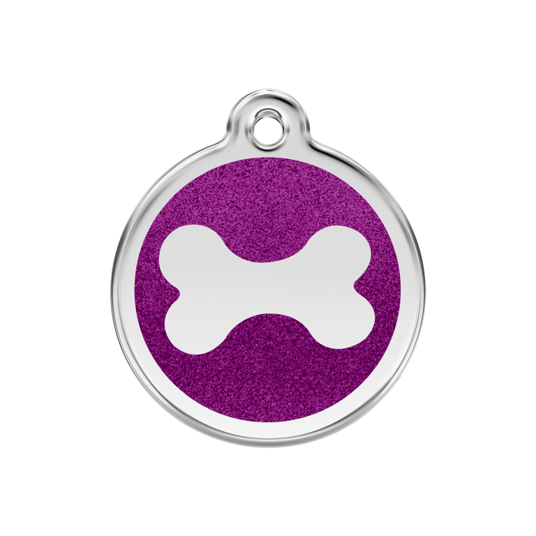 Vue avant - Médaille personnalisable Red Dingo Émail pailleté violet - Größe M 30.00mm