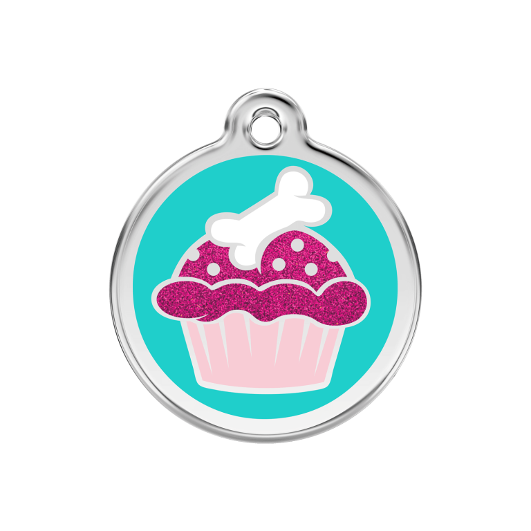 Vue avant - Médaille personnalisable Red Dingo Émail pailleté Cupcake Aqua - Größe M