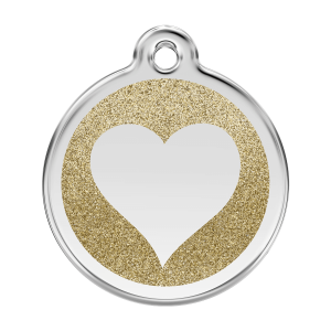 Hundemarke L Glitzerherz Gold Emaille Edelstahl