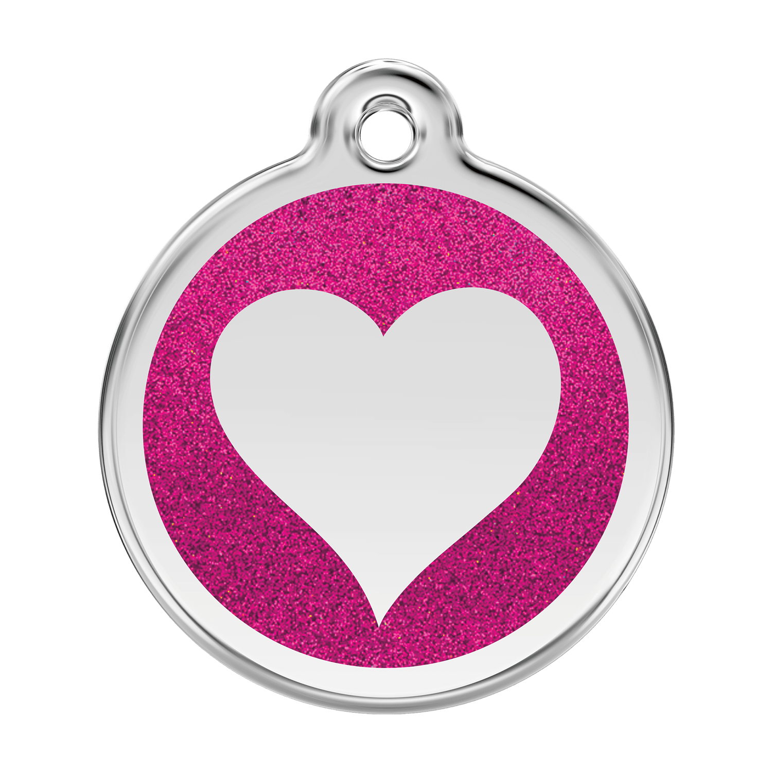 Vue avant - Médaille personnalisable pour chien ou chat - Red Dingo Émail pailleté rose vif 38.00mm