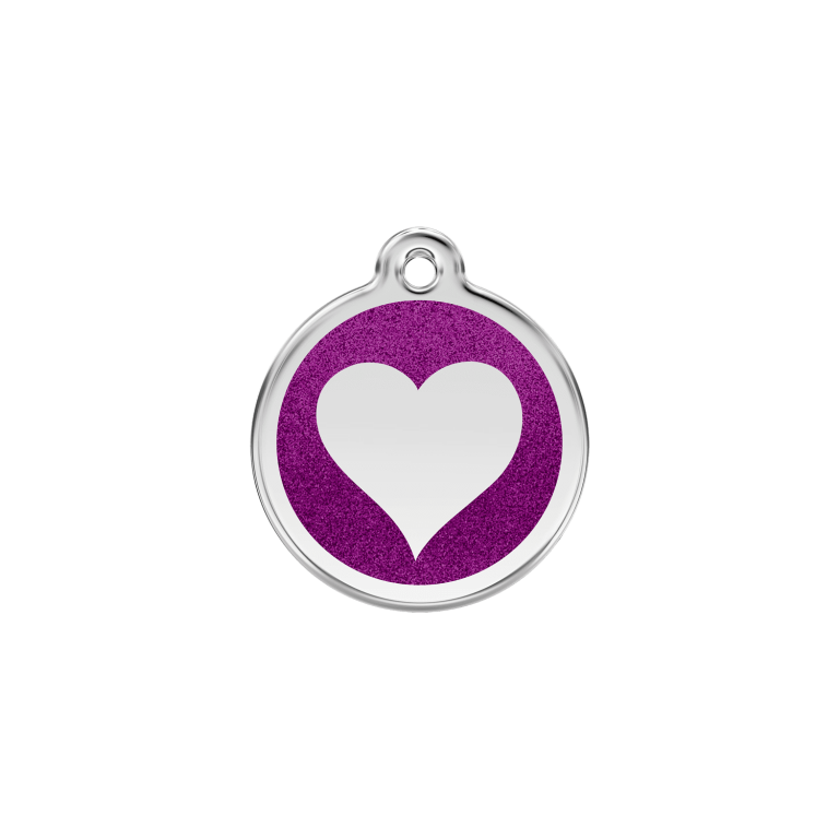 Vue avant - Médaille personnalisable Red Dingo Émail pailleté violet - Größe S pour chien/chat