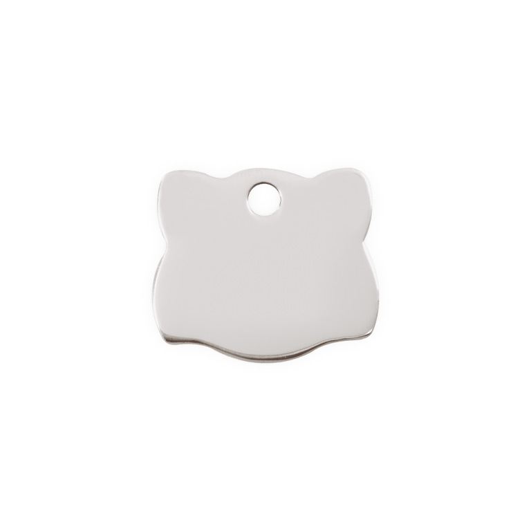 Vue arrière - Médaille personnalisée pour chat Red Dingo - Plat en acier inoxydable - Tête de chat - Größe S