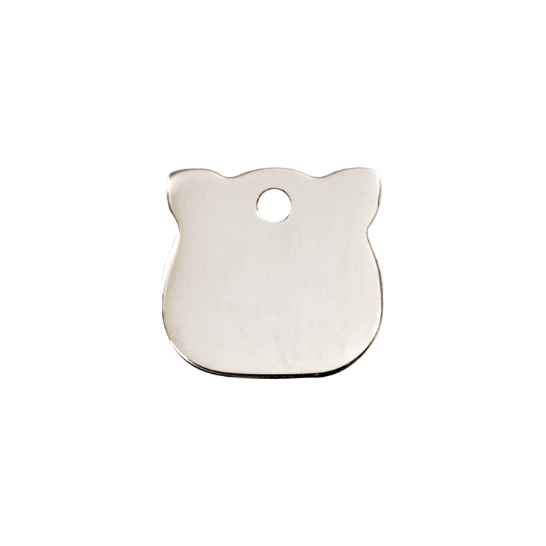 Vue arrière - Médaille personnalisée pour chat Red Dingo - Plat en acier inoxydable - Tête de chat - Größe S